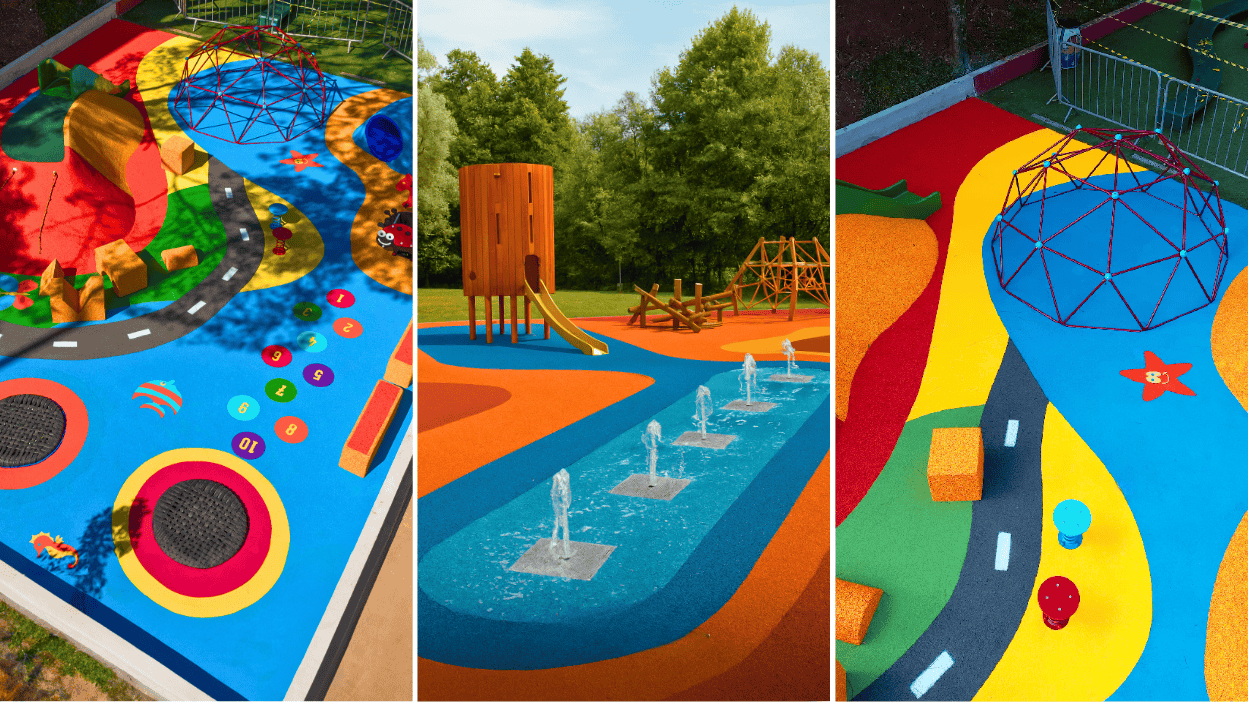 Projetos de espaços de recreação infantil desenvolvido pela Multiplay Pisos